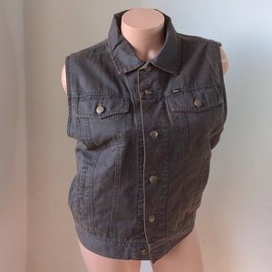 Obey Brown black Denim jean Vest Size med